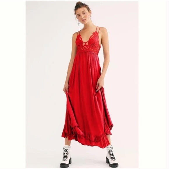 Free People Adella Maxi Dress Red Size Medium - Picture 12 of 12